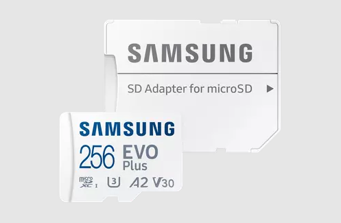 Samsung 256GB Evo Plus microSD card (SDXC) + SD Adapter - 130MB/s