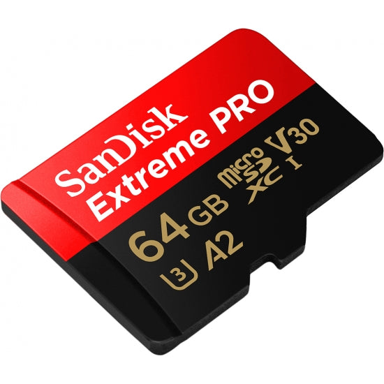 SanDisk 64GB Extreme Pro Micro SD (SDXC) Card U3, V30, A2, 200MB/s R, 90MB/s W