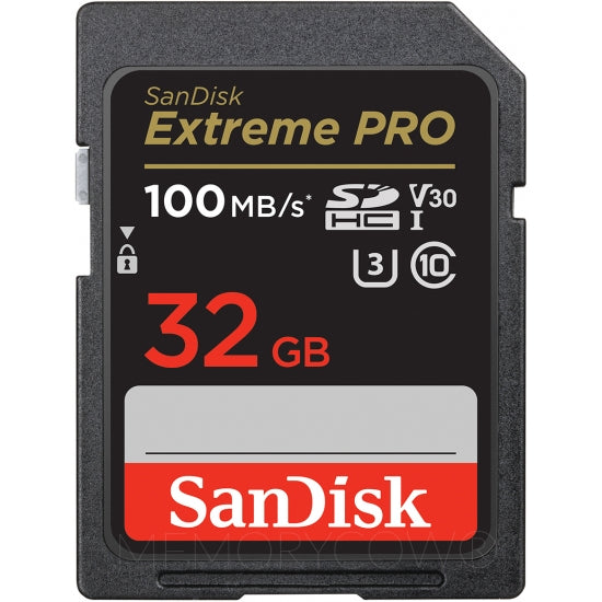 SanDisk 32GB Extreme Pro SD (SDHC) Card U3, V30, 100MB/s R, 90MB/s W