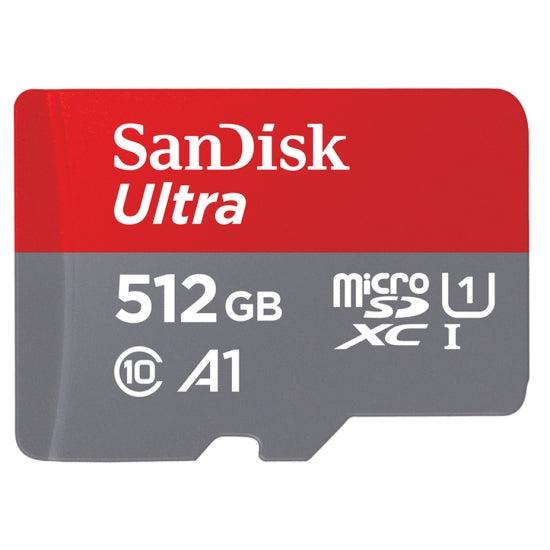 SanDisk 512GB Ultra Micro SD (SDXC) Card A1, 150MB/s R, 10MB/s W